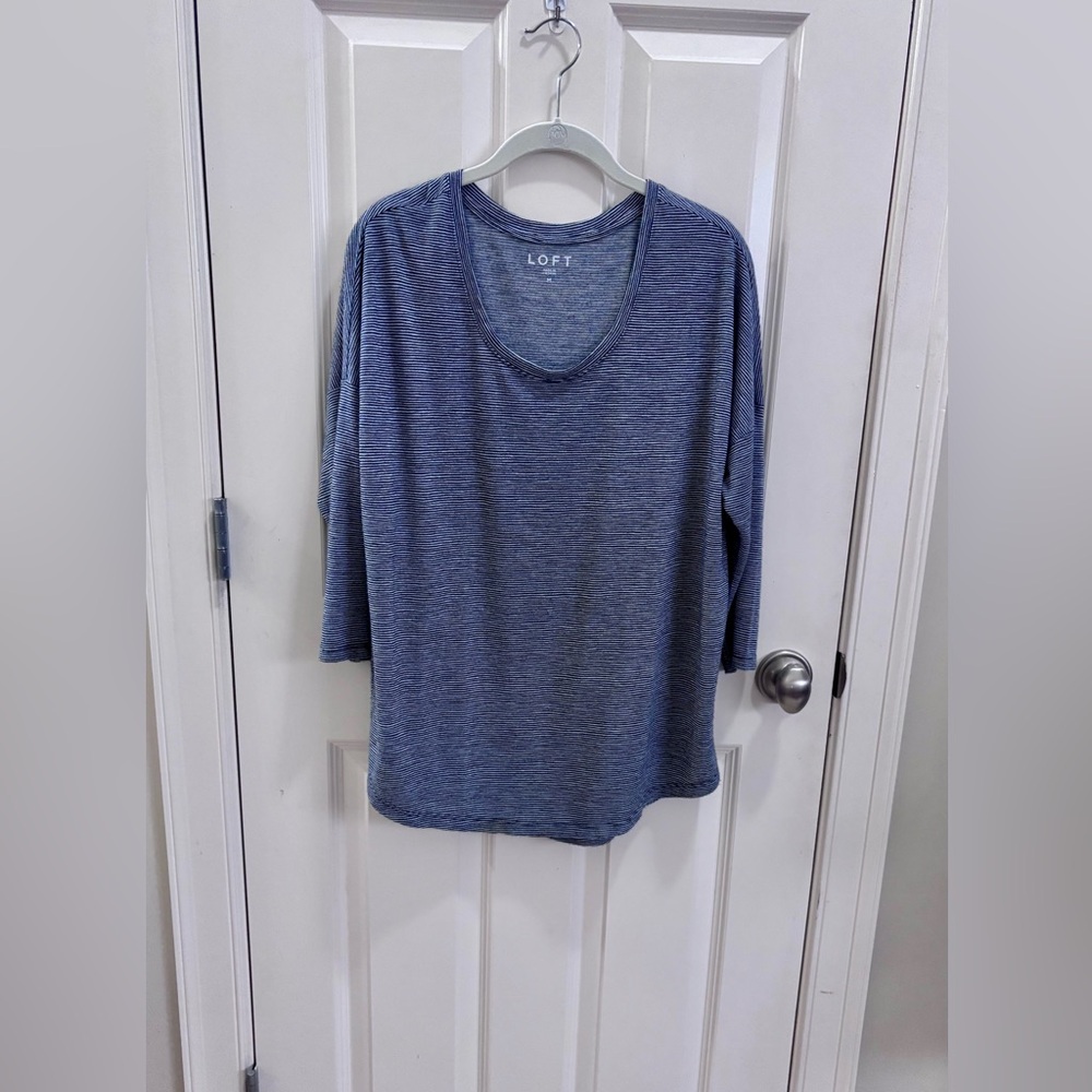 LOFT Navy and White Striped Tee Tunic